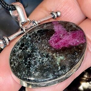 Anyolite Ruby Zoisite Pendant 1 1/2”